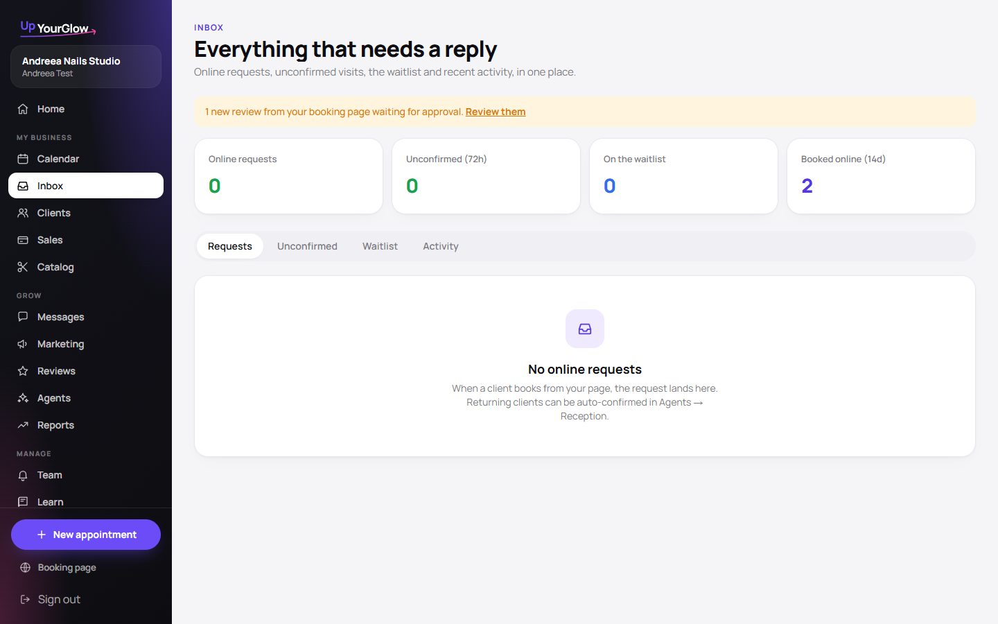 Screenshot: Check the Inbox