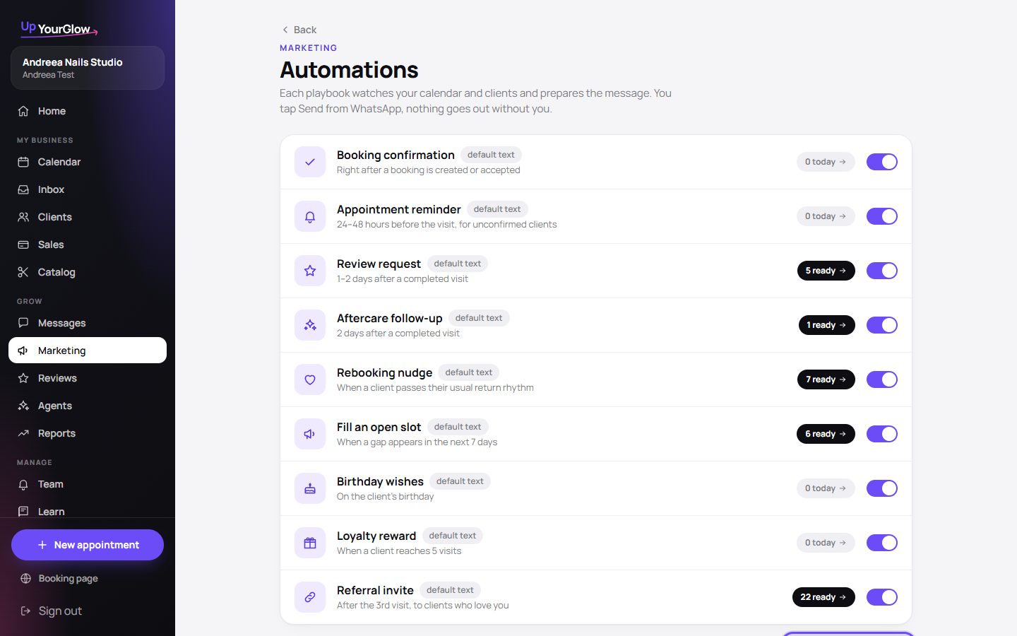 Screenshot: Switch playbooks on or off