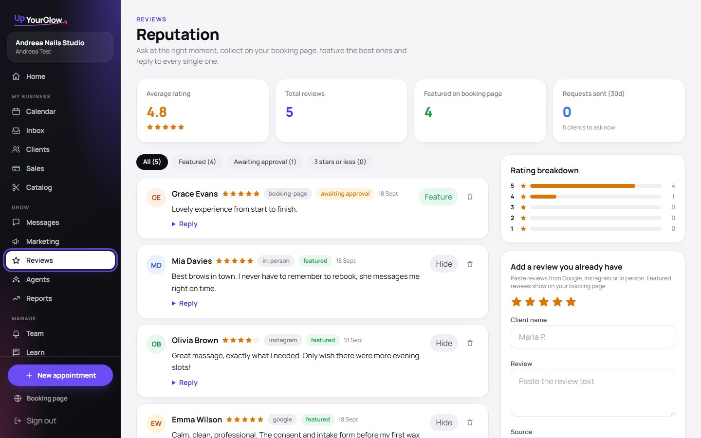 Screenshot: Ask 1–2 days after the visit