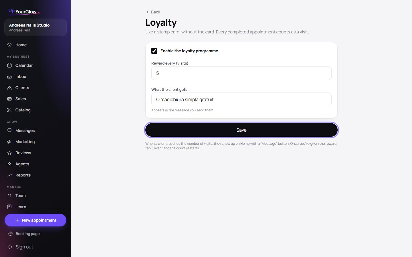 Screenshot: Loyalty