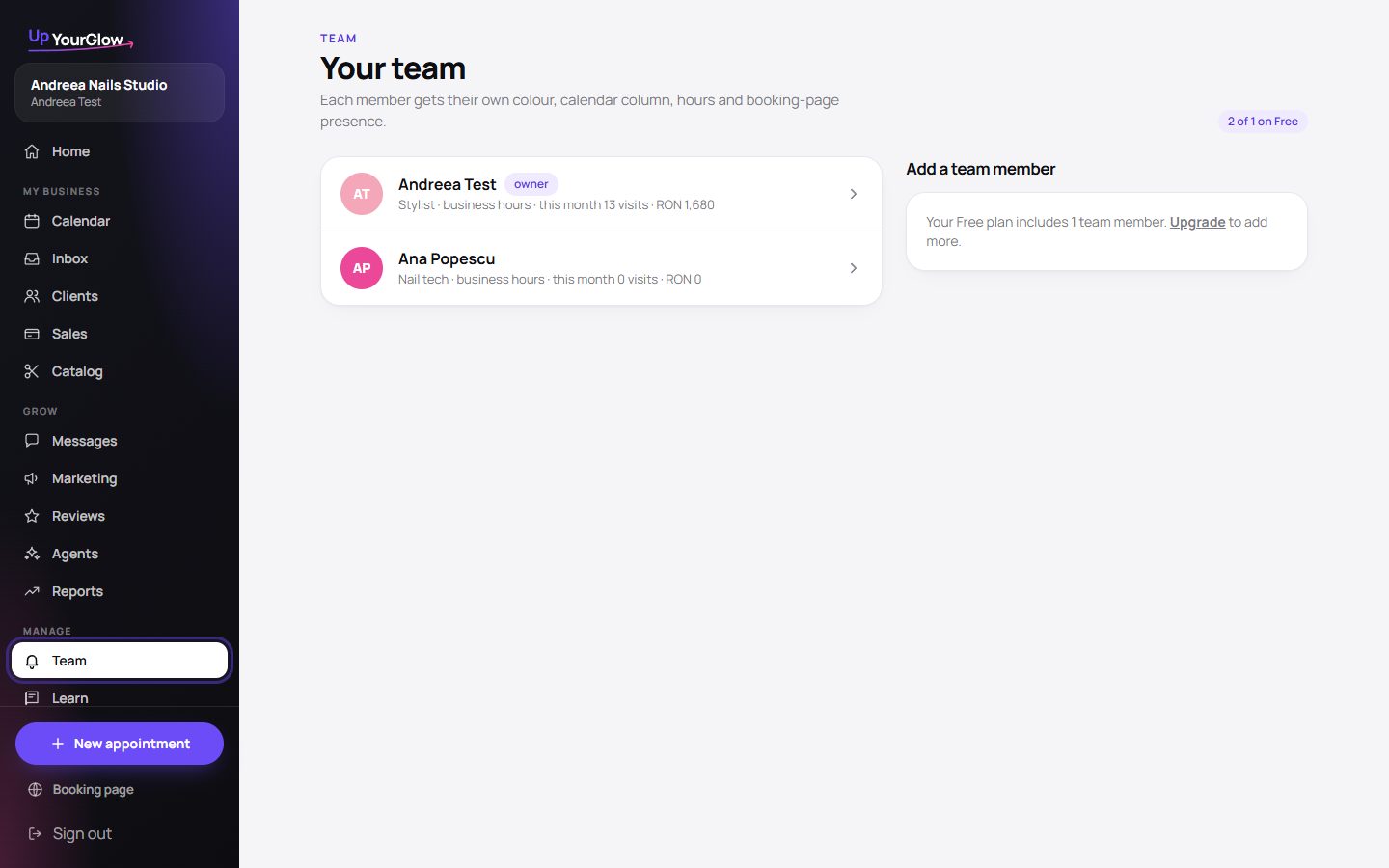 Screenshot: Add a team member